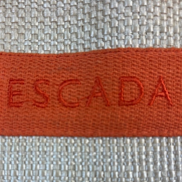 Escada Ivory Tote with Orange Trim and Handles - Picture 3 of 15